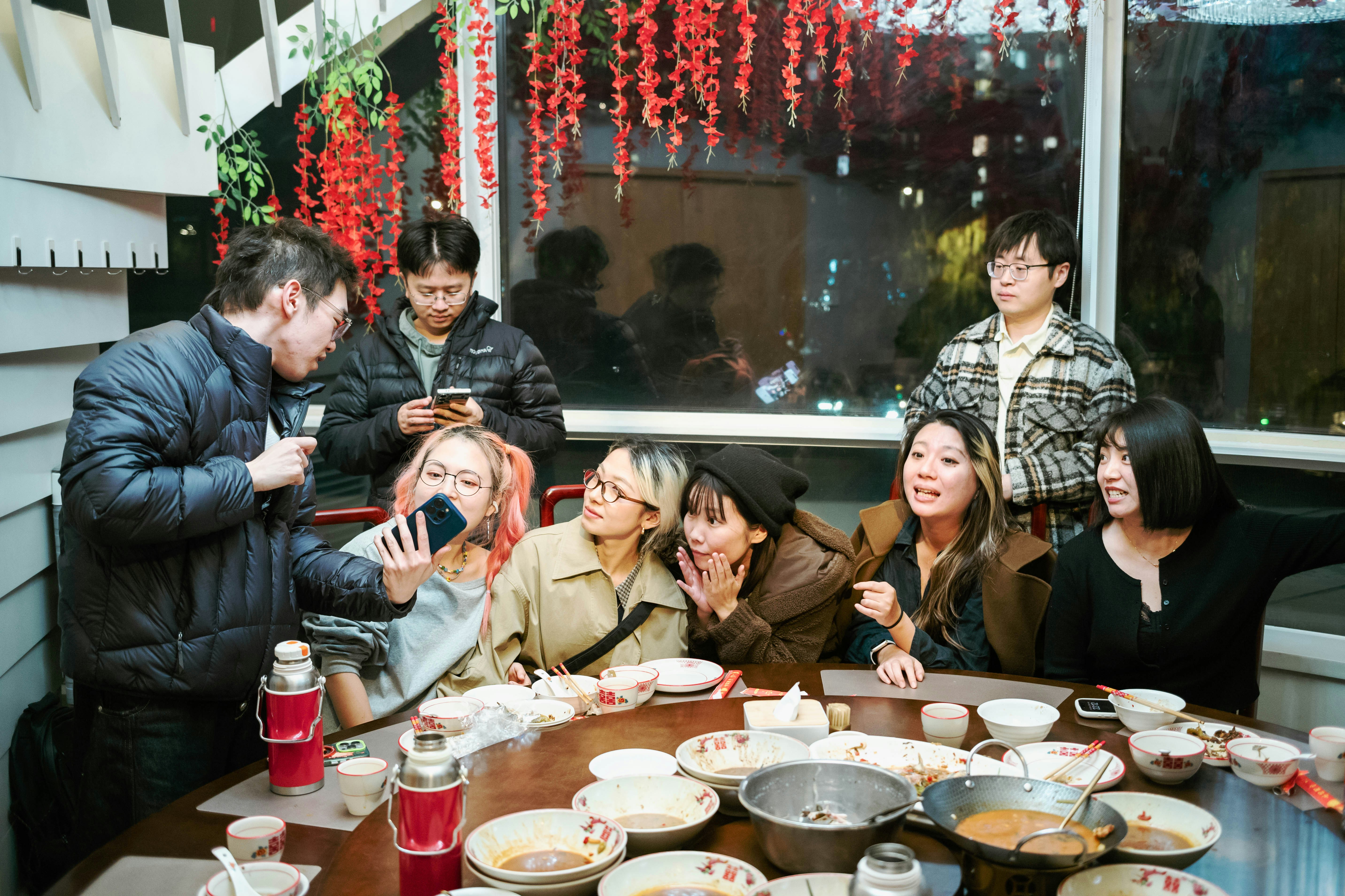 Large Chinese family dinner table