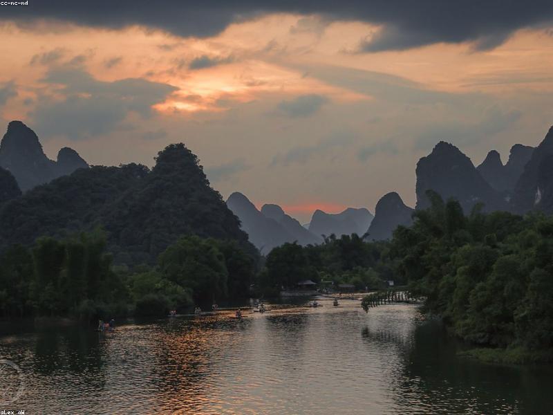 Karst mountains along the Li River in Yangshuo